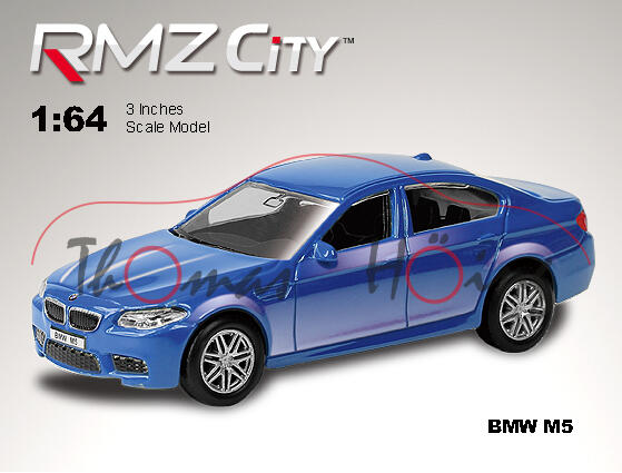 BMW M5, blaumetallic, innen schwarz, Free Wheel, Unifortune RMZ City, 1:66 (3 inches Scale Model), m