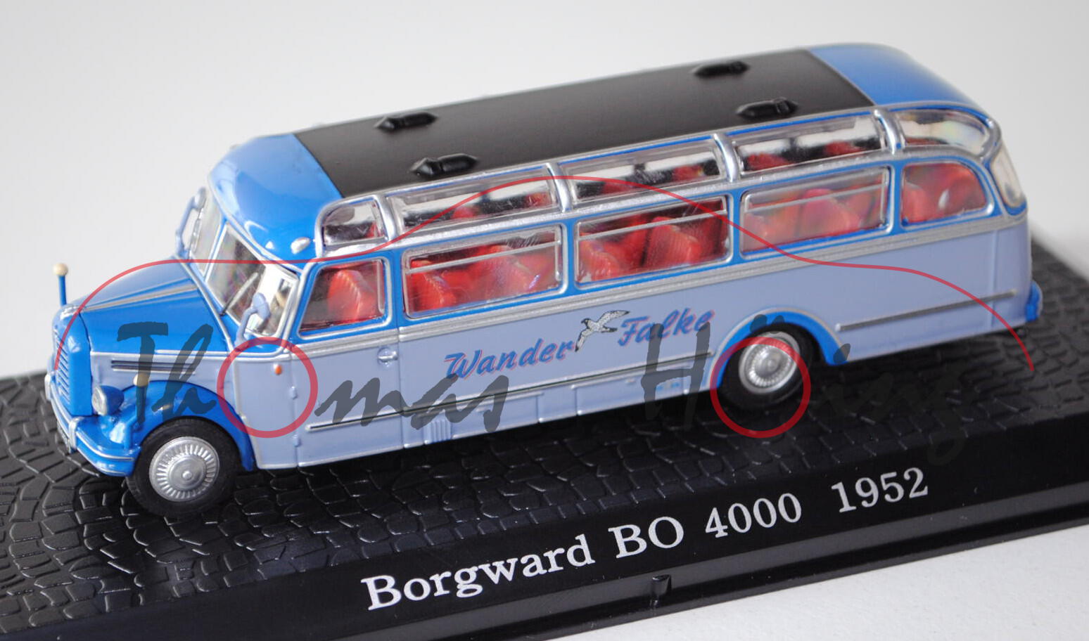 Borgward BO 4000 1952, enzianblau/taubenblau, Wander Falke, Bus Collection, EDITION ATLAS Collection