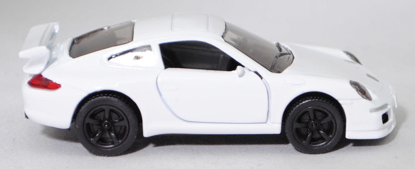 00004 Porsche 911 Carrera S (Typ 997.1 Coupé / 997 MK1 Coupé, Vorfacelift, Modell 2004-2008), reinweiß, B22a / B22b geschlossen schwarz, SIKU SUPER, 1:55, m