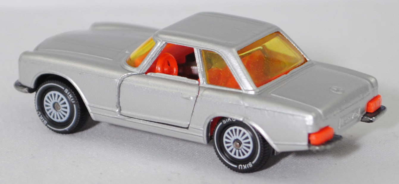 00006 Mercedes-Benz 280 SL (W 113, Pagode, Modell 1968-1971) mit Hardtop (Coupédach), silber, Bpr. V 302 / 1017, W-Germ, Verglasung gelb, R11 gerillt, SIKU SUPER, 1:60, P12h mit ®