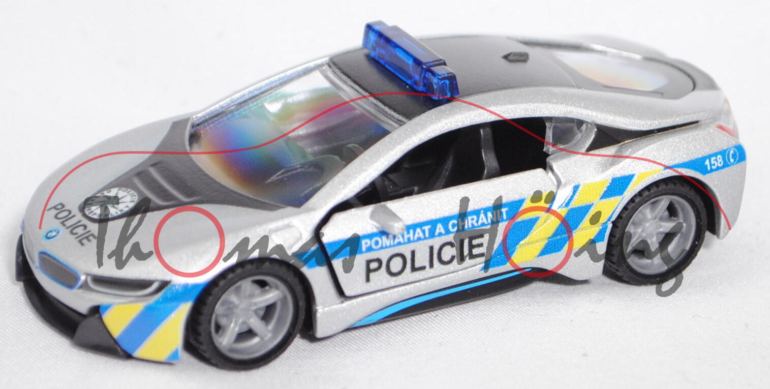 06101 CZ BMW i8 Coupé LCI (Typ I12, Mod. 2018-) Polizei, silber/schwarz, POLICIE, L17mpK (Limited)