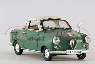 Glas Goggomobil TS 250 Coupé, Modell 1957-1969, turquoise/cremeweiß, Premium ClassiXXs, 1:43, PC-Box