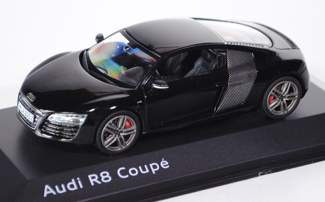 Audi R8 V10 5.2 FSI facelift, Modell 2012-, pantherschwarz, Schuco, 1:43, Werbeschachtel