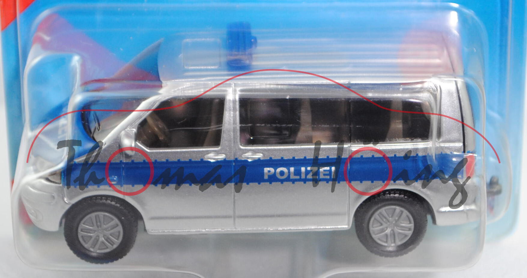 00001 VW T5 Multivan (Modell 2003-2009) Polizei-Mannschaftswagen, weißaluminiummetallic/grünblau, in