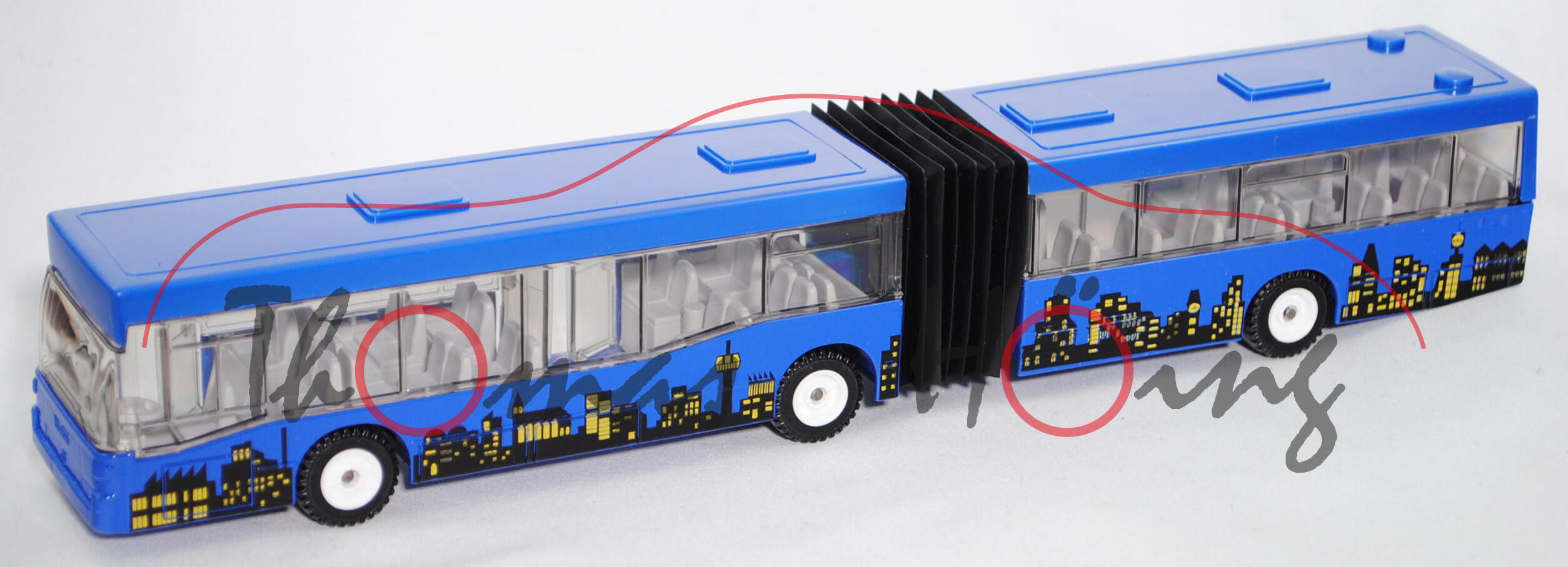 00000 Mercedes-Benz O 405 GN2 Niederflur-Gelenkbus (Mod. 94-96), blau, m. Aufkleber, SIKU, 1:55, L15