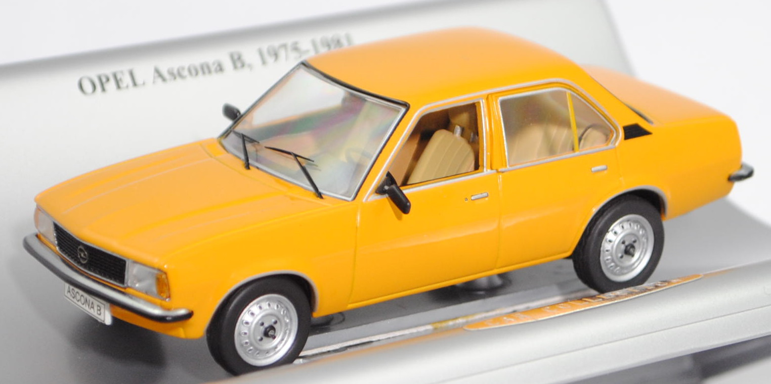 Opel Ascona B 1.6 N (2. Gen., Typ B, Vorfacelift, Modell 75-79), signalocker, Schuco, 1:43, Werbebox