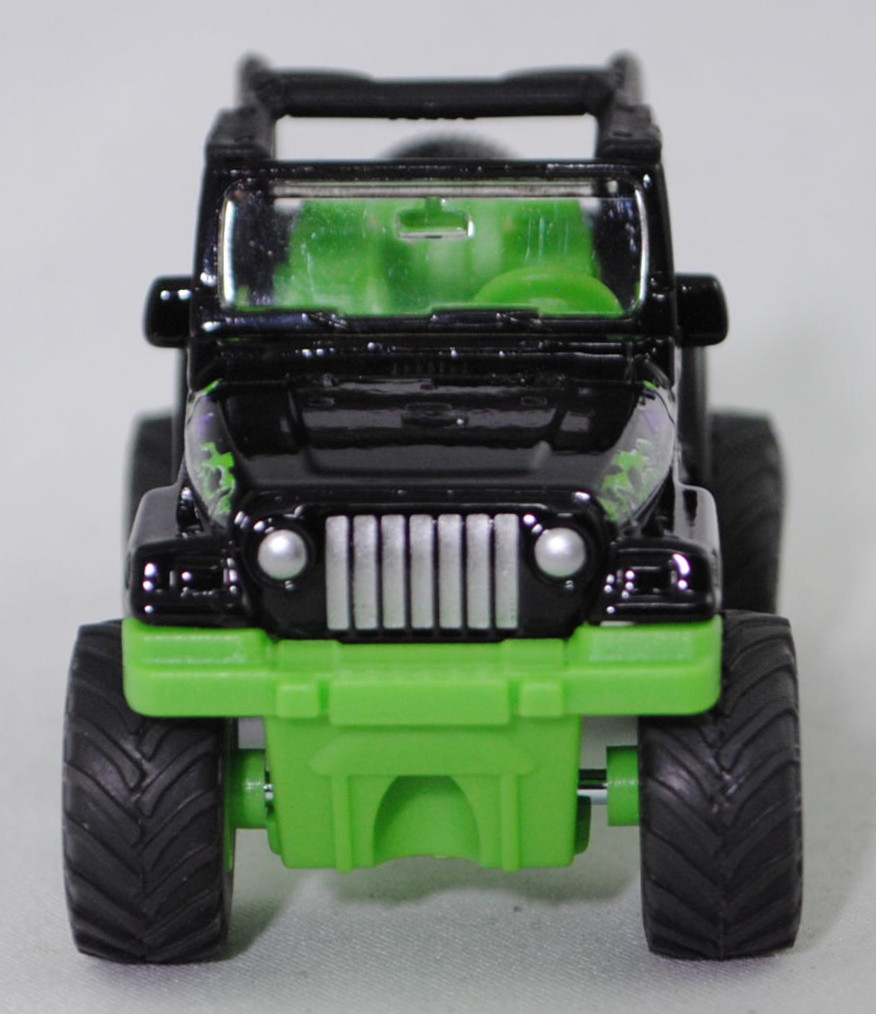 00000 Jeep Wrangler Sport 4.0 (2. Generation, Baureihe TJ, Facelift 2002, Modell 2002-2006) Big Wheel, schwarz, SIKU SUPER, 1:55, P29f