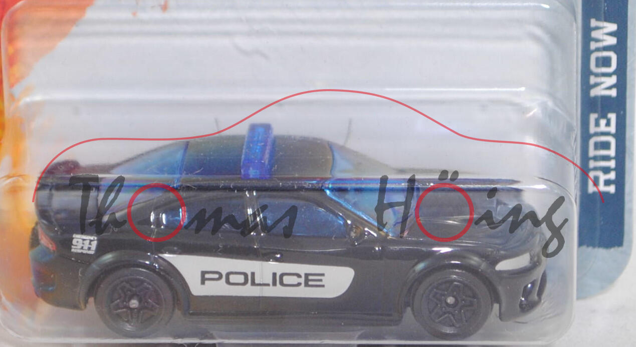 Dodge Charger SRT Hellcat® Widebody (LD, Modell 2019-2020) POLICE (Nr. 238F), schwarz, POLICE, majorette, 1:64, Blister (STREET CARS RIDE NOW)