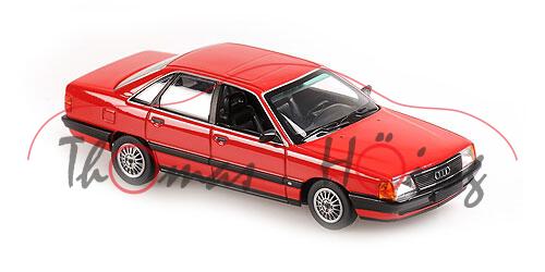 Audi 100 2.3 E (Baureihe C3, Typ 44, Facelift 1988, Mod. 88-91), malvenrot, Maxichamps, 1:43, PC-Box