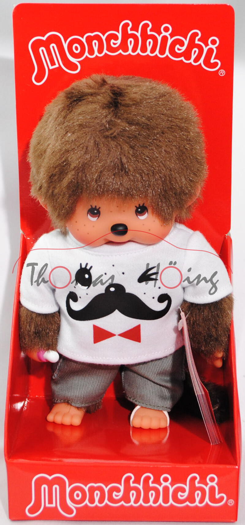 Monchhichi Mustache Tee Boy (Junge mit Schnurbart-Shirt), 20 cm groß, Sekiguchi