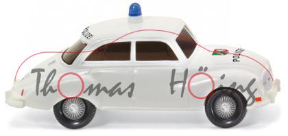 Polizei - Auto Union 1000 Limousine (Typ Mod. 58, Mod. 58-59), weiß, POLIZEI / NRW, Wiking, 1:87, mb