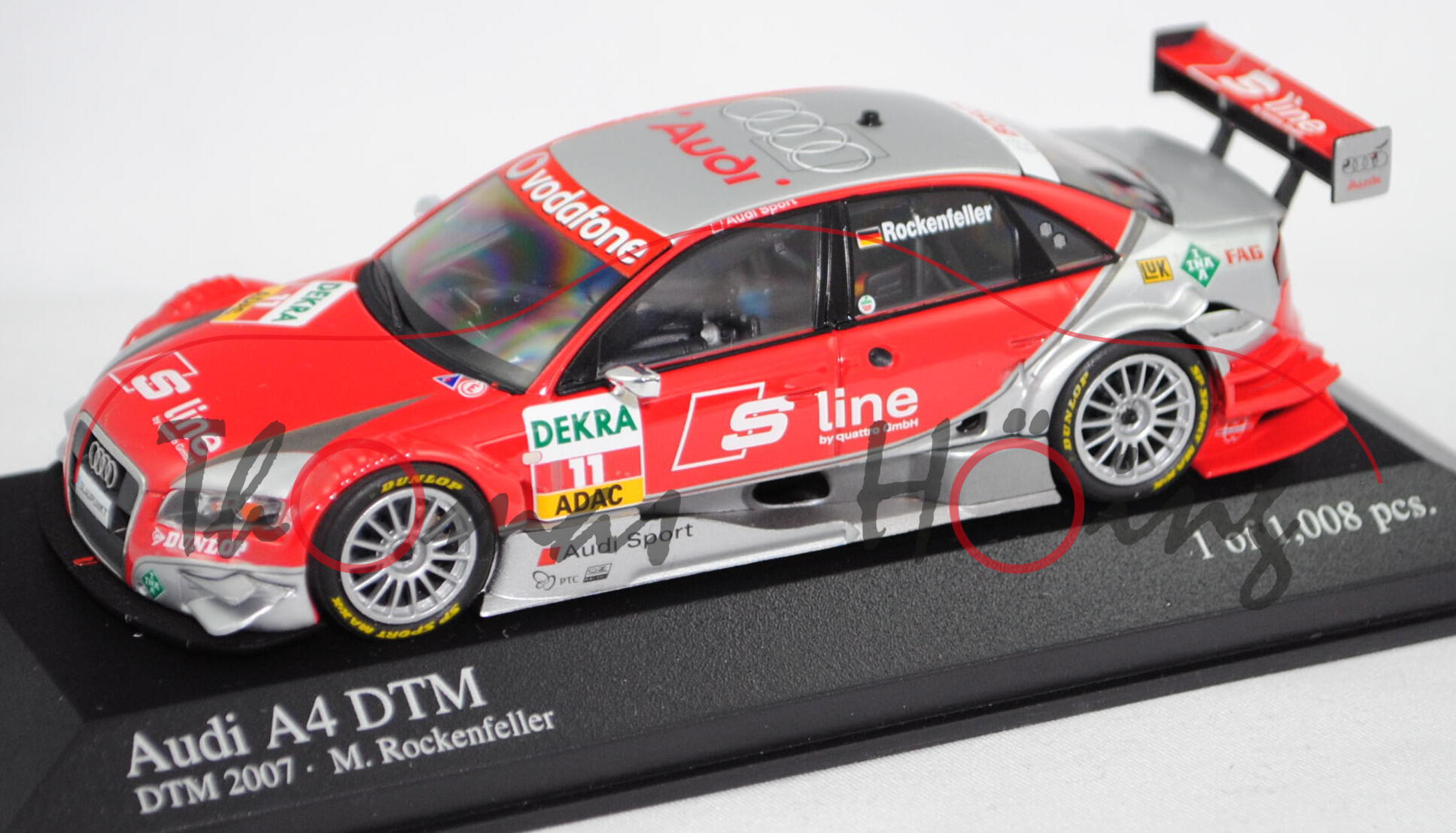 Audi A4 DTM 2006 (B7, Typ 8EC / R12 plus), silber/rot, DTM 2007, M. Rockenfeller, Nr. 11, Minichamps