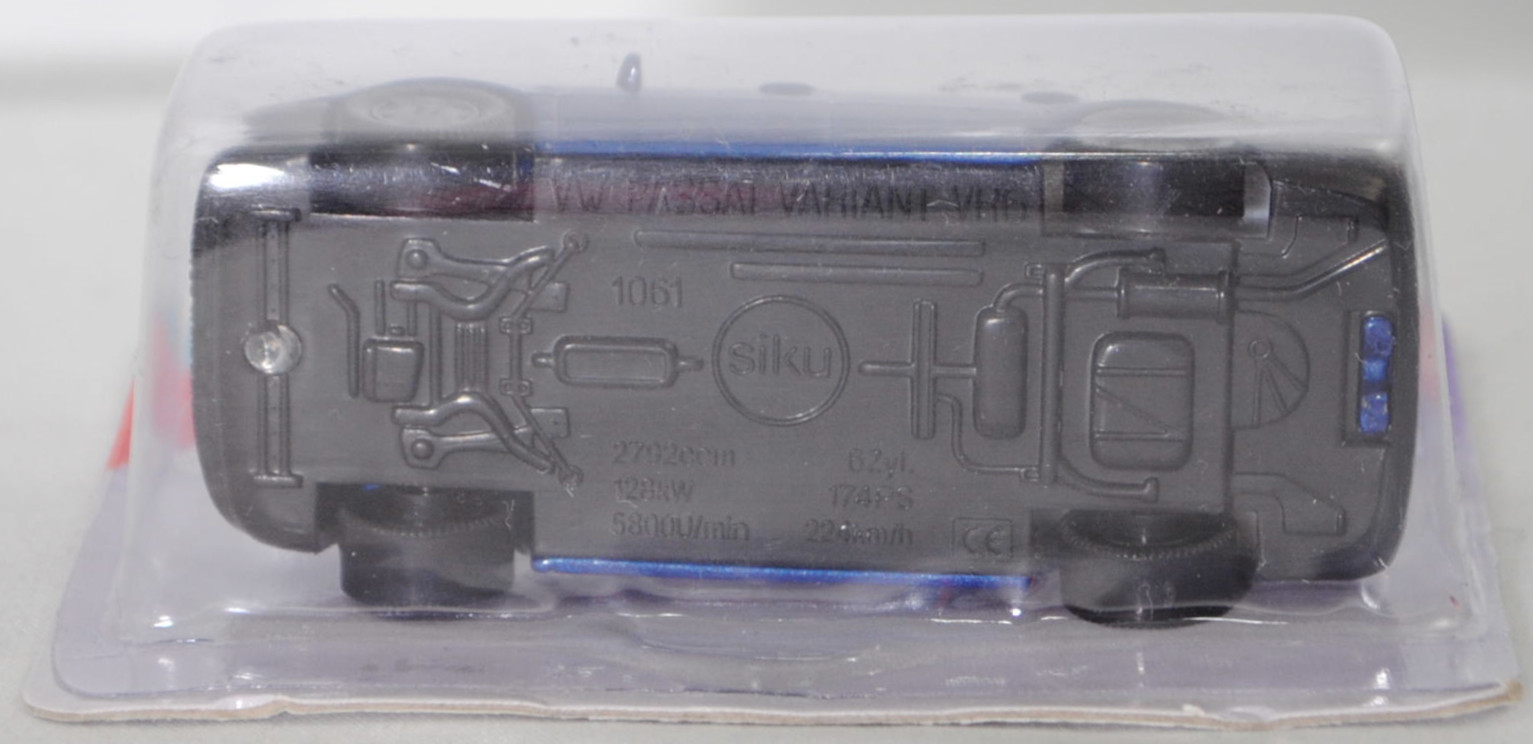 00001 VW Passat Variant VR6 Exclusiv (4. Generation, B4, Werkscode 35i / Typ 3A5, Modell 1993-1997), dunkel-violettblaumetallic (windsorblau metallic), SIKU SUPER, 1:55, P27
