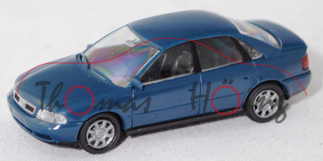 Audi A4 1.8 T quattro (B5, Typ 8D2, Vorfacelift, Modell 1994-1999), ozeanblau, Rietze, 1:87, mb