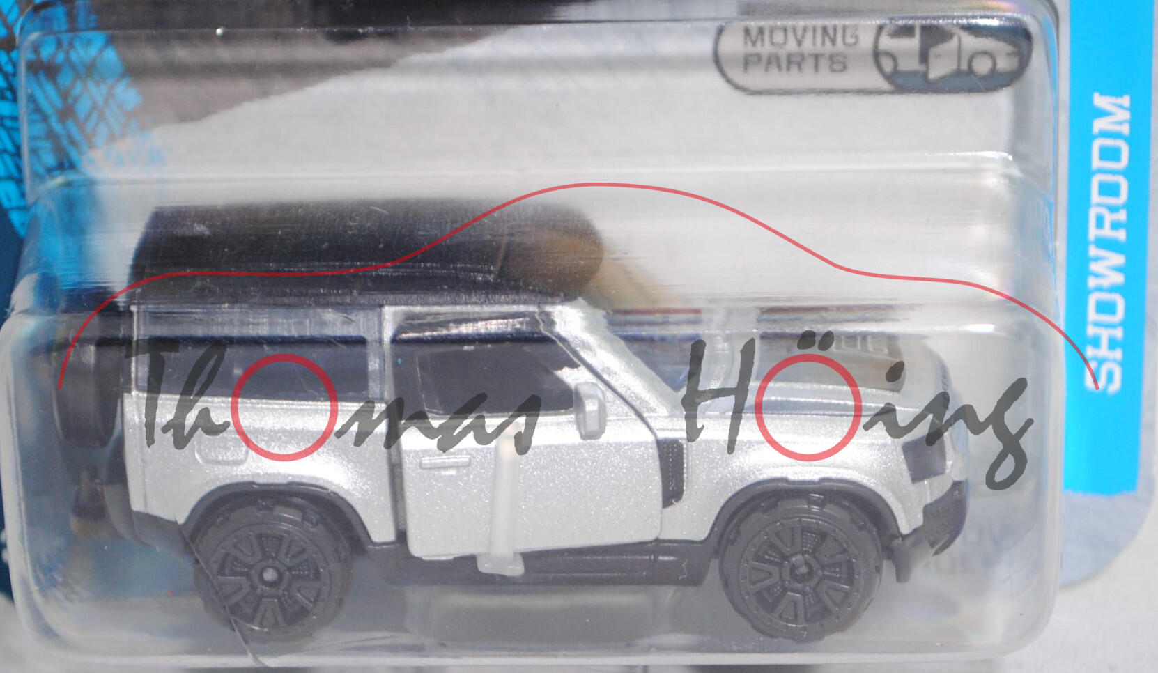 Land Rover Defender 90 S P400 AWD (L663, Vorfacelift, Modell 2020-2025) (Nr. 266D), weißaluminiummetallic, majorette, 1:66, Blister (SHOWROOM PREMIUM CARS)