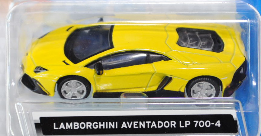 Lamborghini Aventador LP 700-4 (Modell 2011-), dunkel-schwefelgelb, innen schwarz, Bburago, 1:64 (Gr