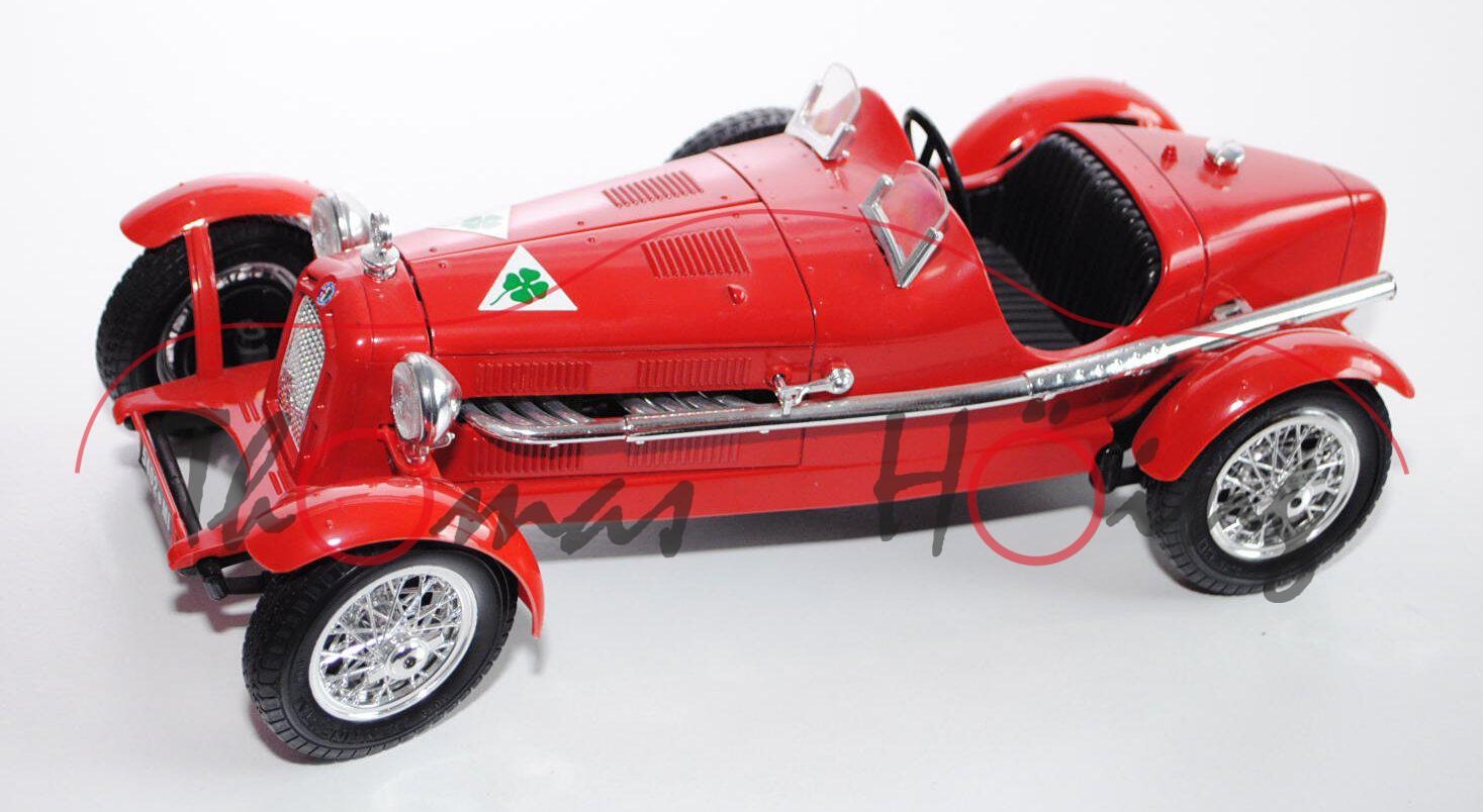 Alfa Romeo 8C 2300 Monza (1931), karminrot, Motorhaube zu öffnen, mit Lenkung, Bburago, 1:18