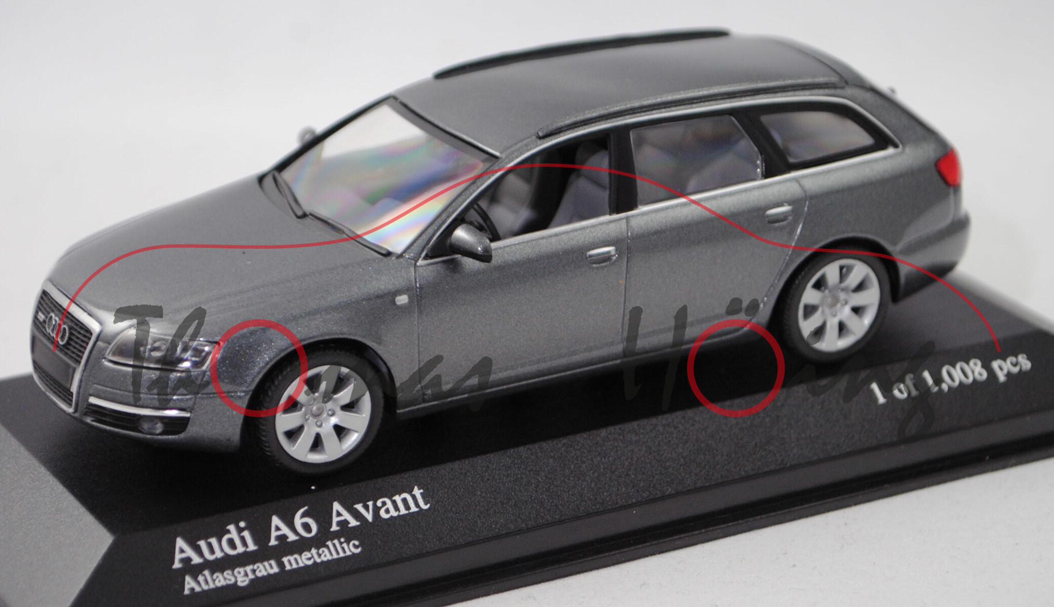 Audi A6 Avant 3.2 FSI quattro (C6, Typ 4F, Mod. 05-08), atlasgrau metallic, Minichamps, 1:43, PC-Box