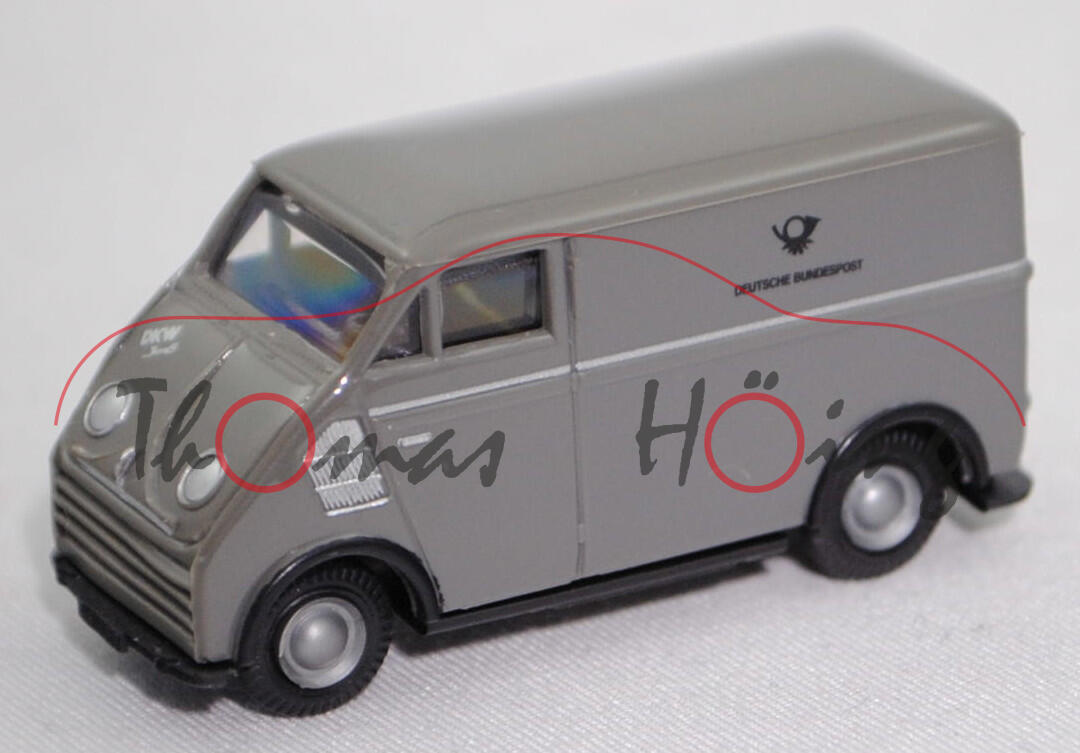 DKW-Schnellaster 3=6 Postwagen (Modell 1955-1962), grau, DEUTSCHE BUNDESPOST, Busch, 1:87, mb