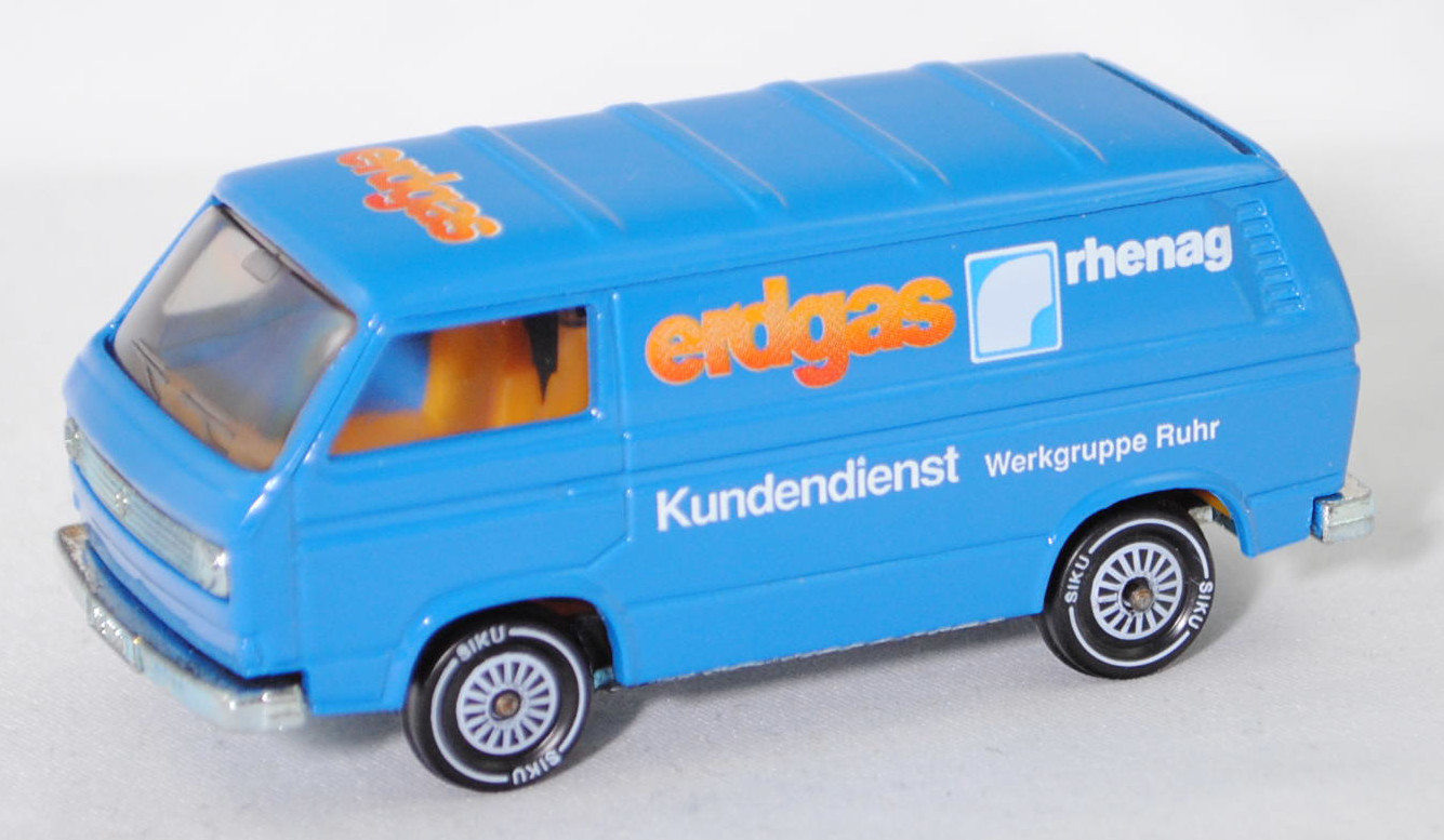 VW Transporter Kastenwagen (T3, Modell '80, Modell 1979-1982), himmelblau, erdgas rhenag / Kundendienst Werkgruppe Ruhr, R11, SIKU, 1:60, m (Limited Edition)