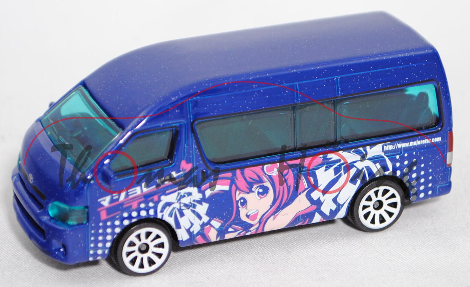 Toyota HiAce Commuter (Mod. 16-18) HITASHA/URBAN, d.-ultramarinblaumet., majorette, 1:69, SUPER RARE