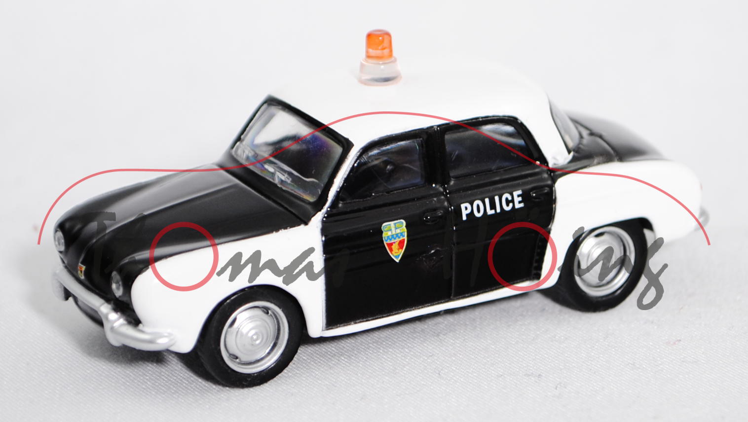 Renault Dauphine (Modell 1956-1968, Baujahr 1956) Police, schwarz, Dach und Kotflügel weiß, POLICE