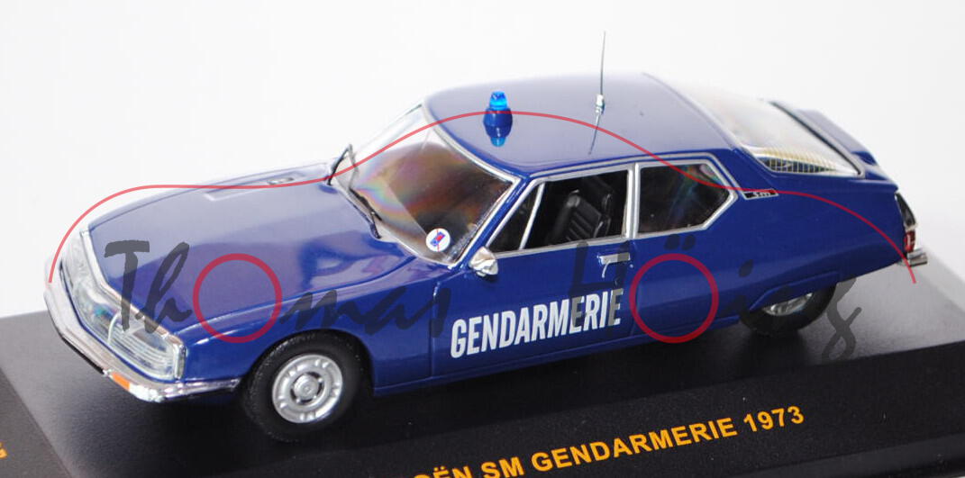 Citroen SM Gendarmerie, Modell 1970-1975, Baujahr 1973, saphirblau, GENDARMERIE, IXO MODELS®, 1:43,