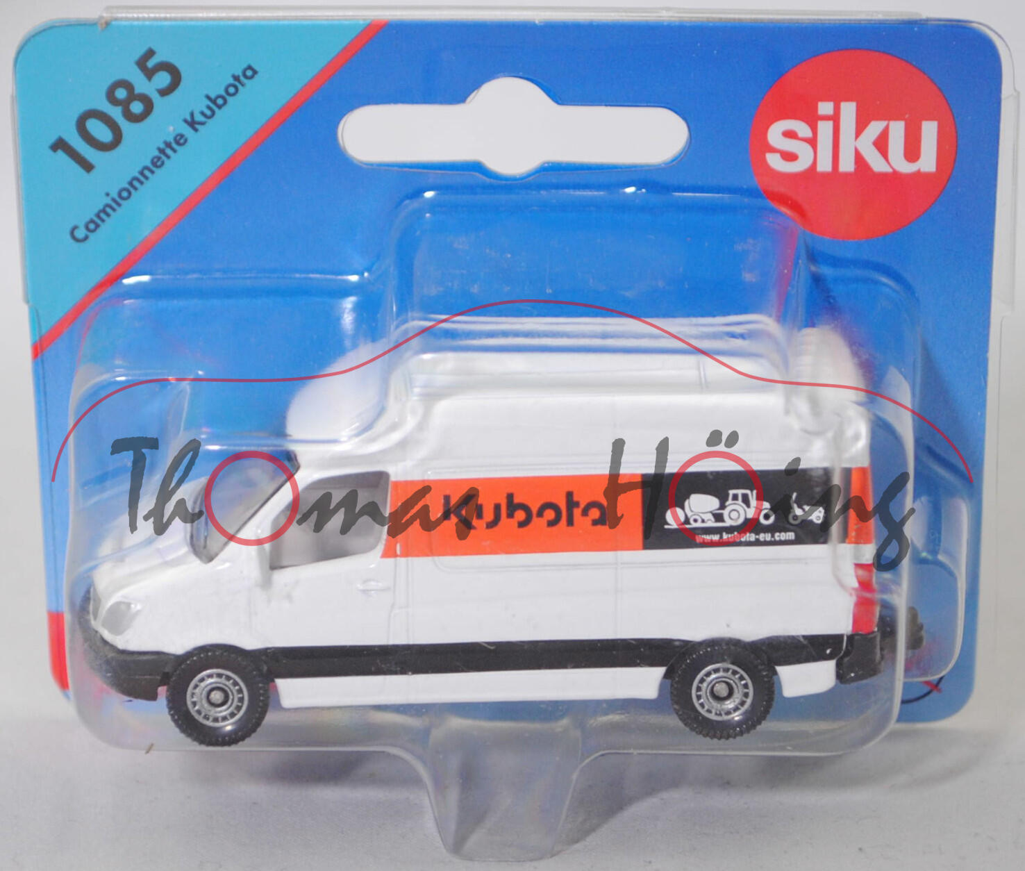 00100 F Mercedes-Benz Sprinter II (NCV 3, W 906, Modell 2006-2009) Kastenwagen, reinweiß, Kubota in schwarz auf Streifen in reinorange, SIKU SUPER, 1:77, P29e (Limited Edition)