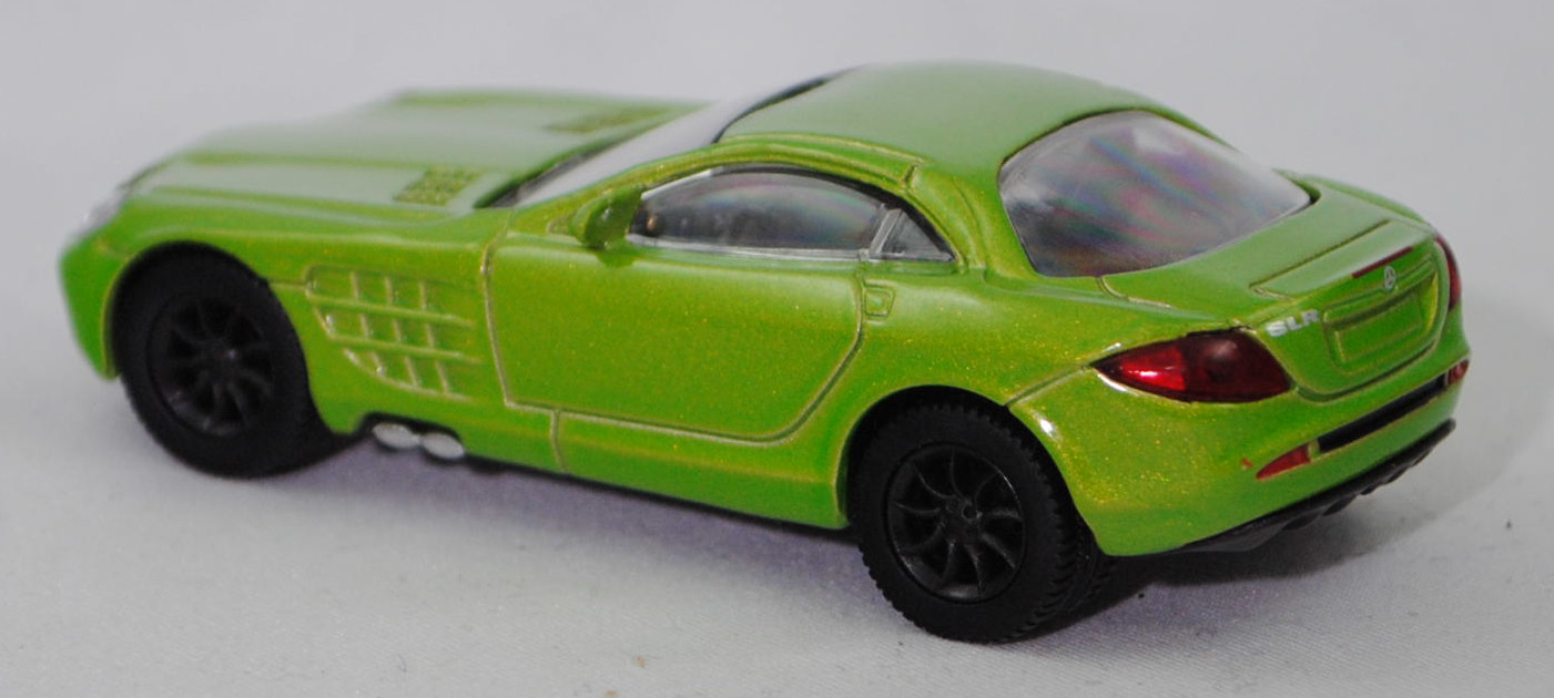00006 Mercedes-Benz SLR McLaren (1. Generation, C 199, Modell 2004-2008), hell-gelbgrünmetallic, Bpr. 1004, B25a / B25b schwarz, SIKU SUPER, 1:55, m