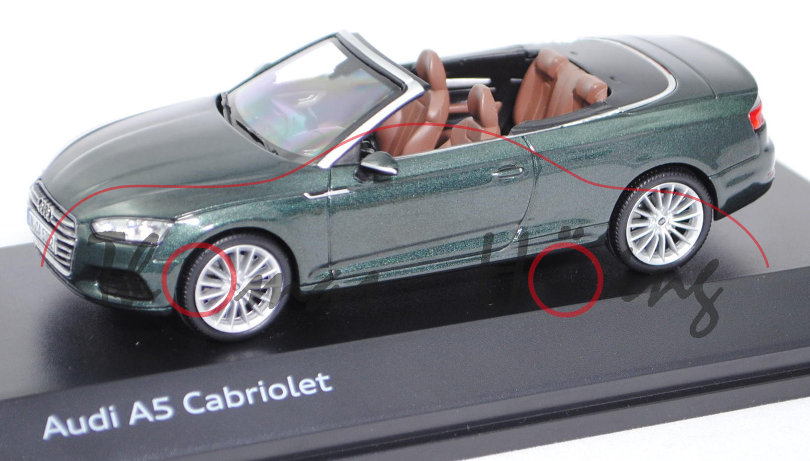 Audi A5 Cabriolet (Typ 9F / F5, AU495, Modell 2017-), gotlandgrün, Minimax, 1:43, Werbeschachtel