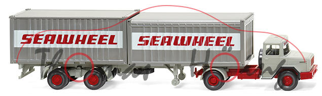 Magirus-Deutz Eckhauber (Mod. 70-73) Containersattelzug, d.-achatgrau, SEAWHEEL, Wiking, 1:87, mb