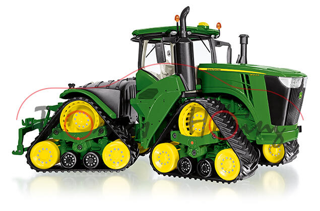 John Deere 9620RX (Modell 2016-), smaragdgrün/schwarz, Felgen zinkgelb, Wiking, 1:32, mb