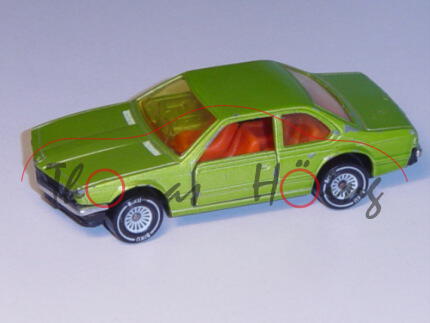 00001 BMW 633 CSi (Typ E24), Modell 1975-1979, gelbgrünmetallic, Glas gelb, B4, Stoßstangen verchrom