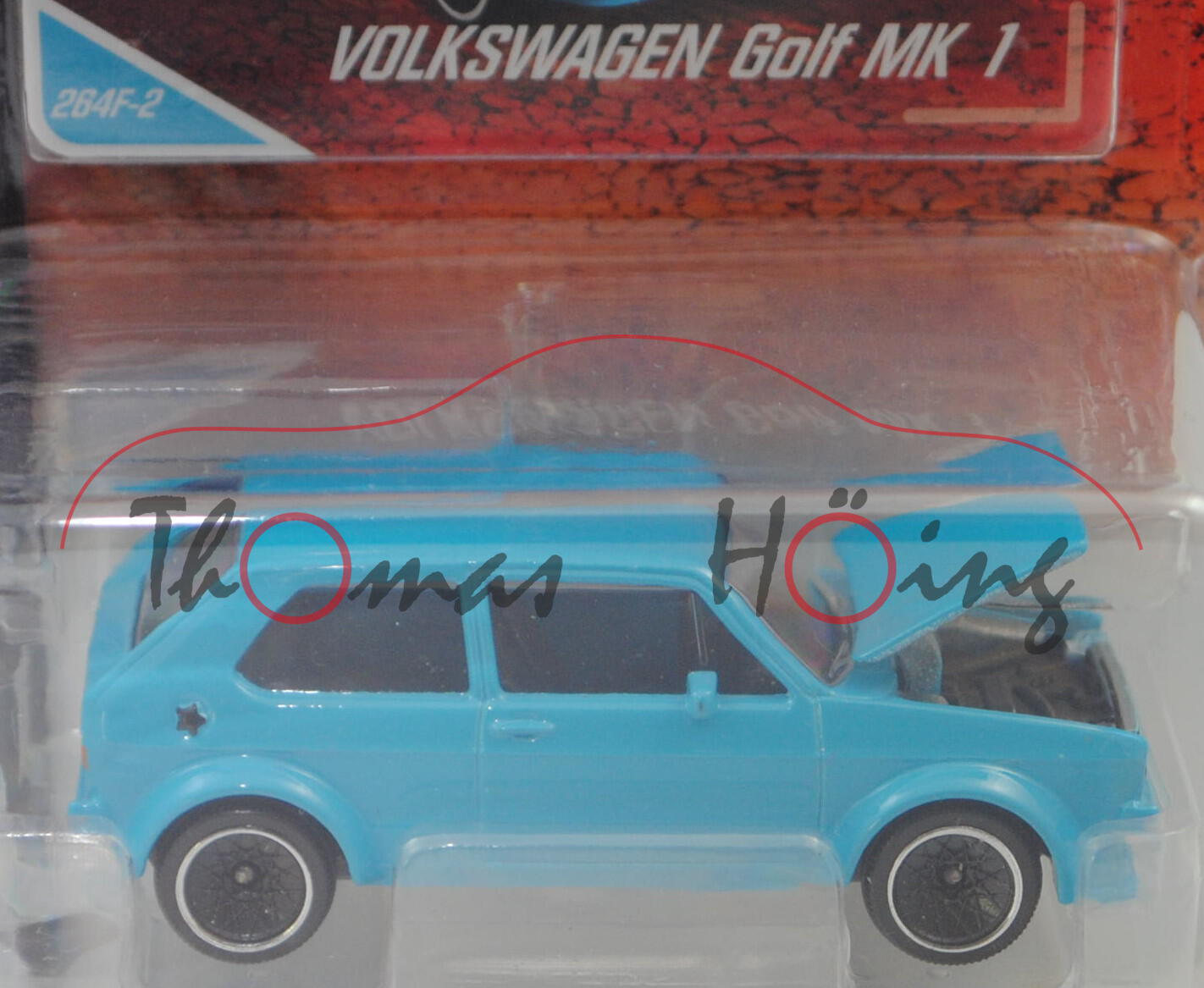 VW Golf I GTI (Typ 17, Mod. 76-78) Rallye Gruppe 2, blass-lichtblau, Nr. 264F-2, majorette, 1:52, mb