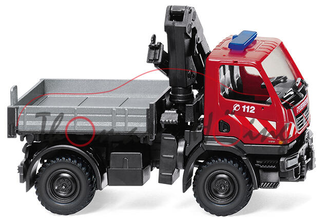 Feuerwehr - Unimog U 20 (Baureihe 405, Mod. 07-) mit Ladekran, rot/ silber/schwarz, Wiking, 1:87, mb