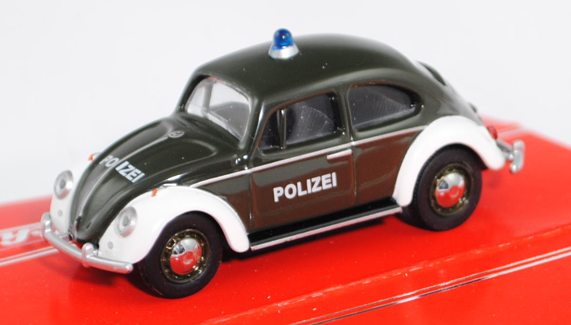 VW Käfer 1500 Limousine Polizei (Typ 11, Modell 1966-1967), flaschengrün/reinweiß, POLIZEI, Schuco, 