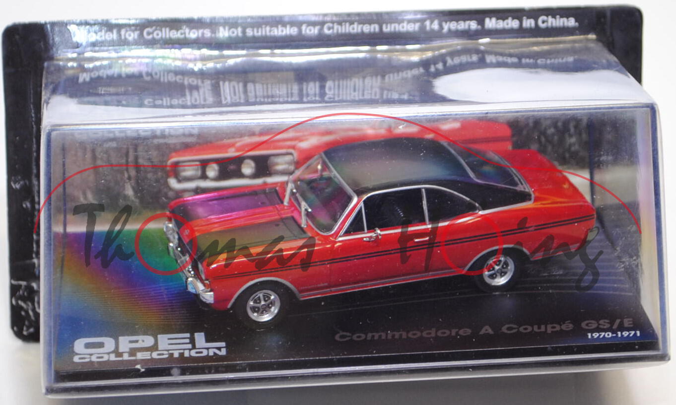 Opel Commodore A Coupé GS/E, Modell 1970-1971, rubinrot/schwarz, EAGLEMOSS INTERNATIONAL LTD, 1:43, 