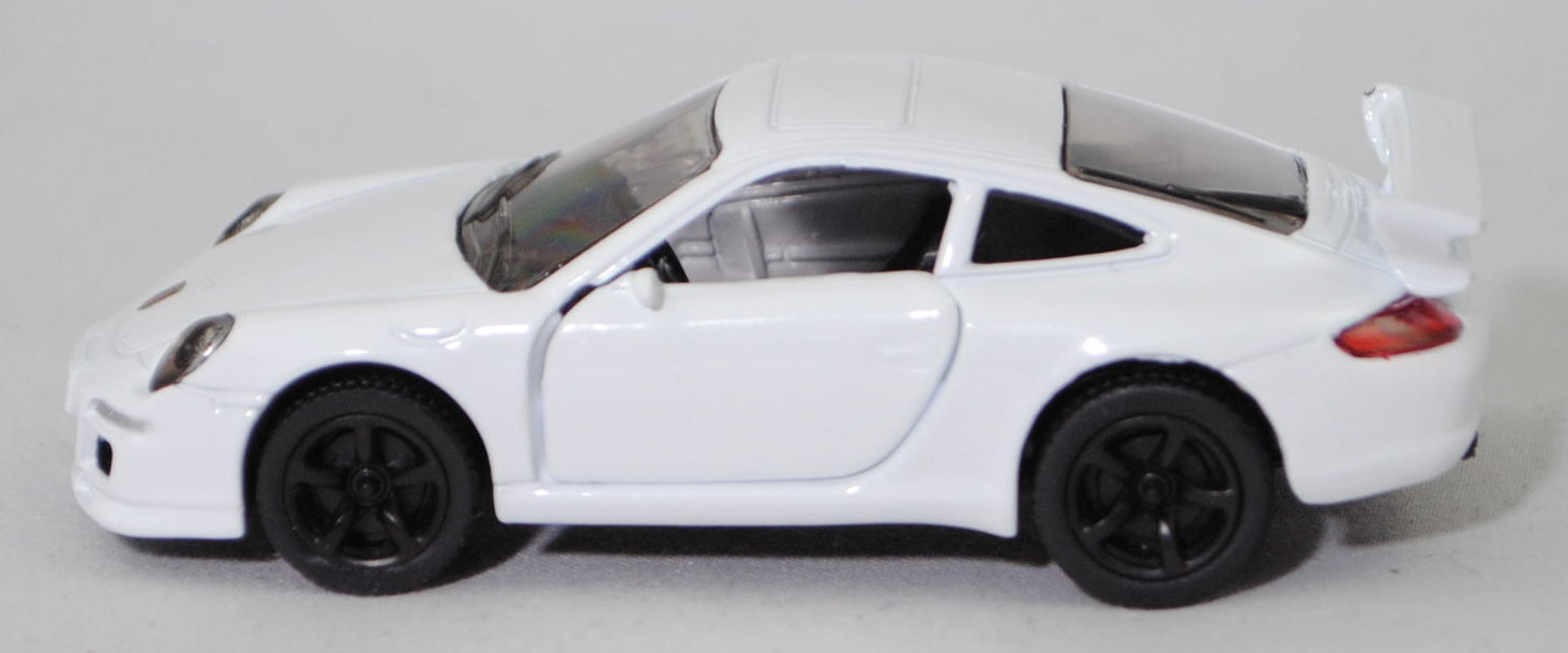 00004 Porsche 911 Carrera S (Typ 997.1 Coupé / 997 MK1 Coupé, Vorfacelift, Modell 2004-2008), reinweiß, B22a / B22b geschlossen schwarz, SIKU SUPER, 1:55, m