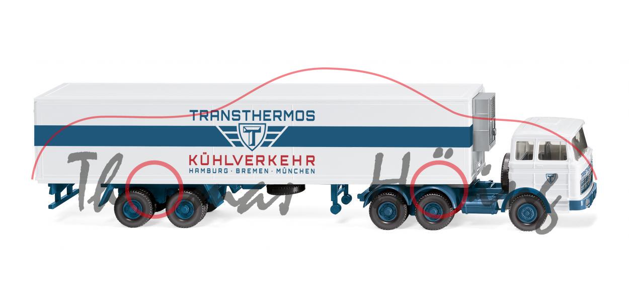 Mercedes-Benz LPS (Mod. 70-74) Kühlkoffersattelzug, weiß, TRANSTHERMOS/KÜHLVERKEHR, Wiking, 1:87, mb