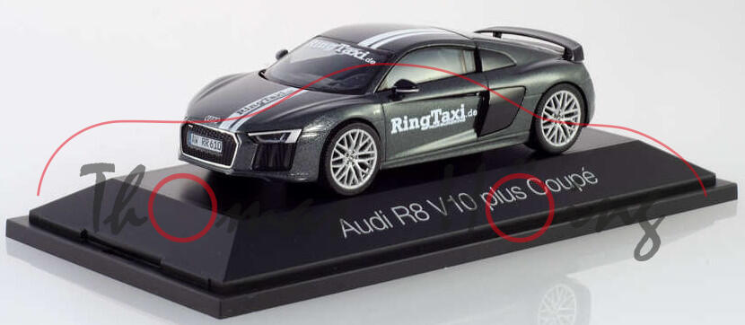 Audi R8 V10 plus (BR 4S, 2. Gen., Typ Coupé, Mod. 15-19), daytonagrau perleffekt, Herpa, 1:43, PC-Bo