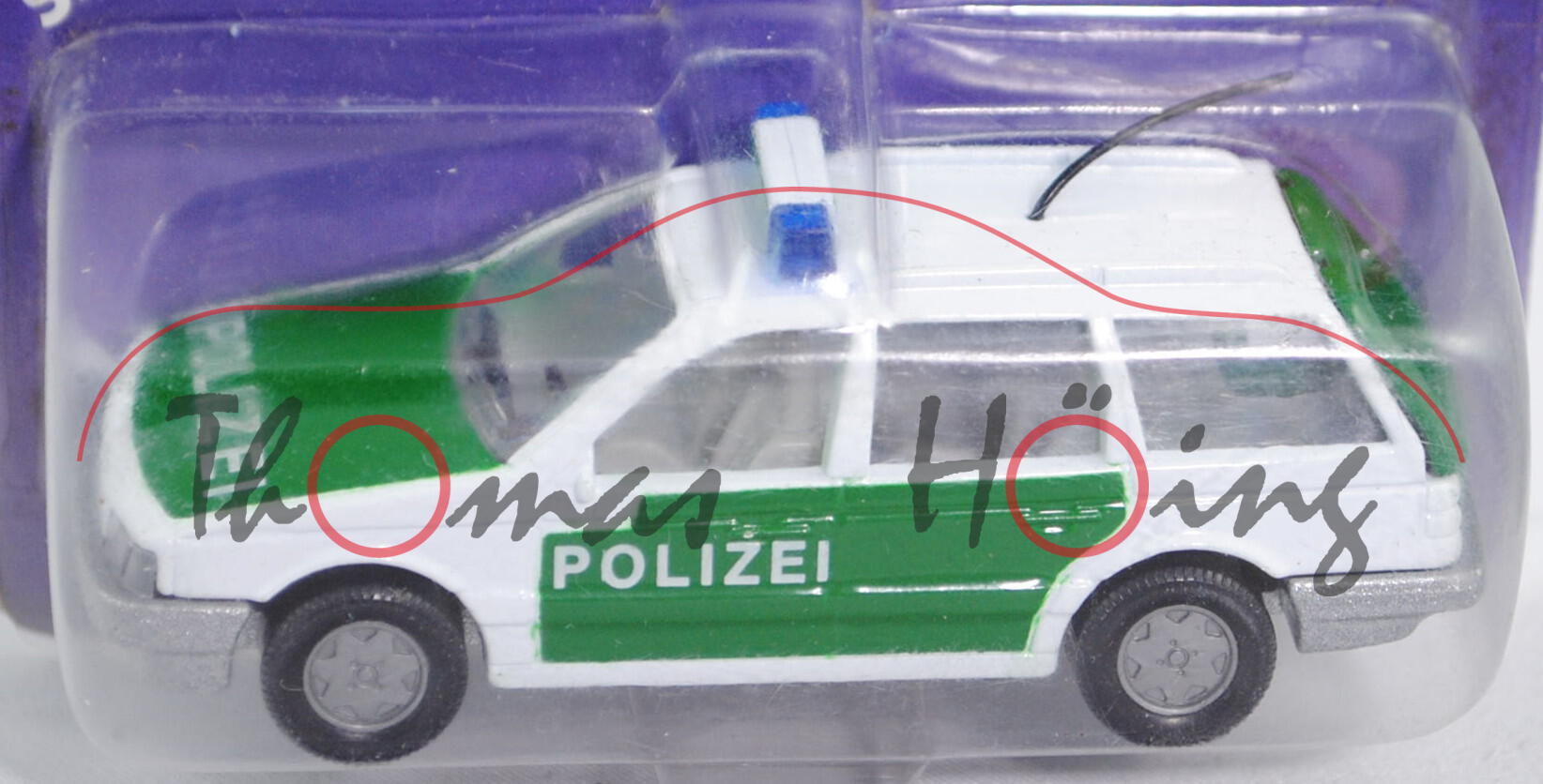 00018 VW Passat Variant (B3, Typ 35i, Modell 1988-1993) Polizei-Lautsprecherwagen, reinweiß, innen l