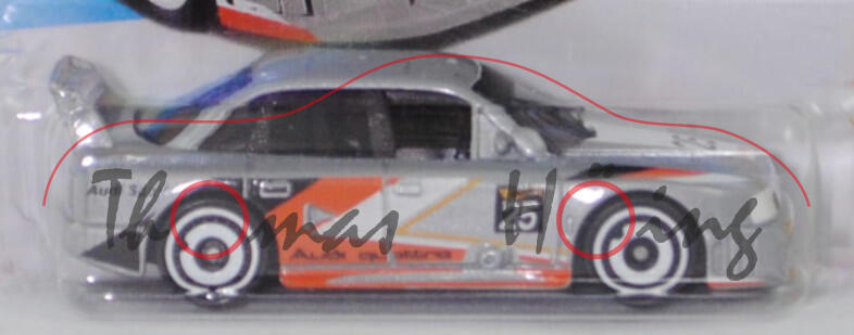 Audi 90 quattro IMSA-GTO 1989 (R5, Modell 1989), silbergraumetallic, Audi Sport / Startnummer 25 / Audi quattro, Hot Wheels, 1:63, kurzer Blister (PEAK PURSUIT)