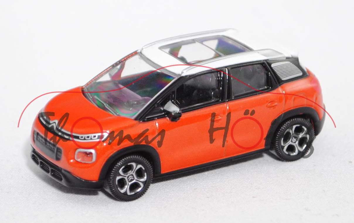 Citroen C3 Aircross (2. Generation, Modell 2017-), power orange, Dach polar-weiß, ca. 1:64, Norev