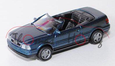 Audi Cabriolet (B4, Typ 8G, Modell 1991-2000), grünblaumetallic, innen schwarz, Felgen silbergrau, R