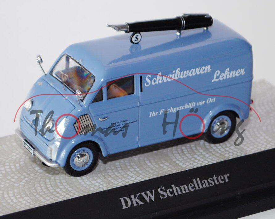 DKW Schnellaster Kastenwagen, taubenblau, Schreibwaren Lehner / Ihr Fachgeschäft vor Ort / Gustav Le