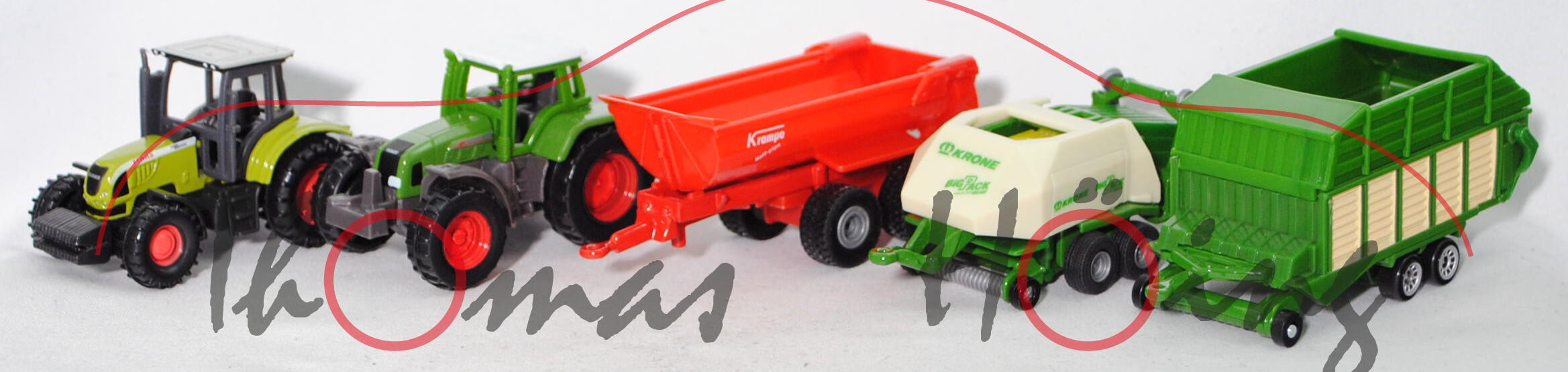 00003 GB + IE Set: CLAAS + Fendt + Krampe Kipper + KRONE Presse + Silierwagen, SIKU, P32mpR