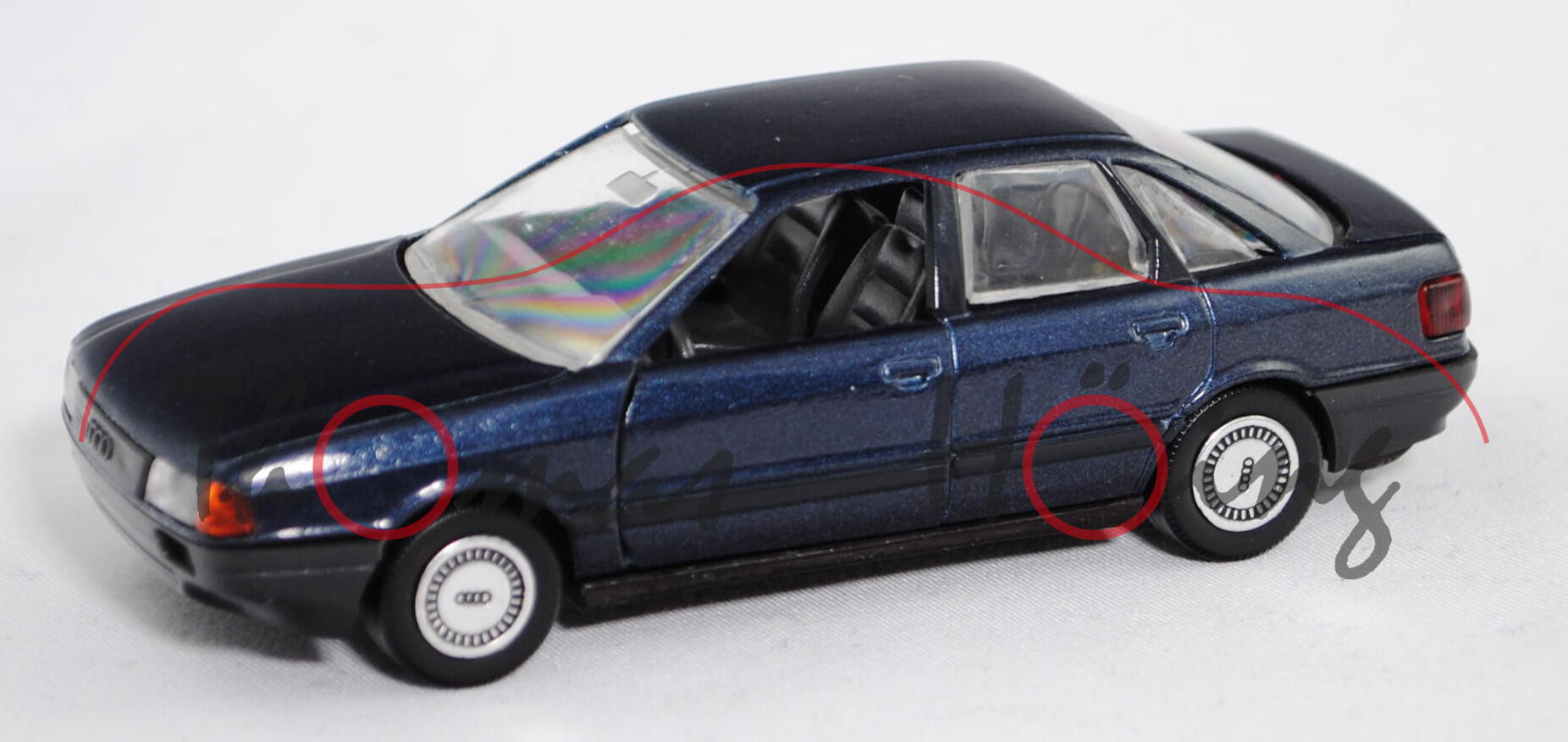 Audi 80 quattro (B3, Typ 89, Modell 1986-1991), stahlblaumetallic, innen schwarz, Schabak, 1:43