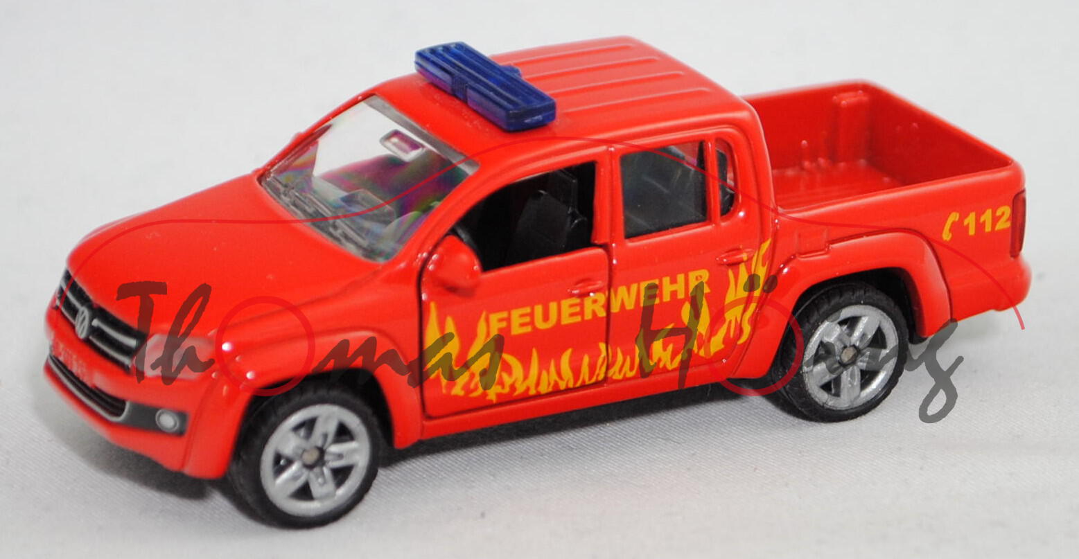 00000 VW Amarok 2.0 TDI DoubleCab (Modell 2010-2012) Feuerwehr, rot, FEUERWEHR C 112, SIKU, 1:61