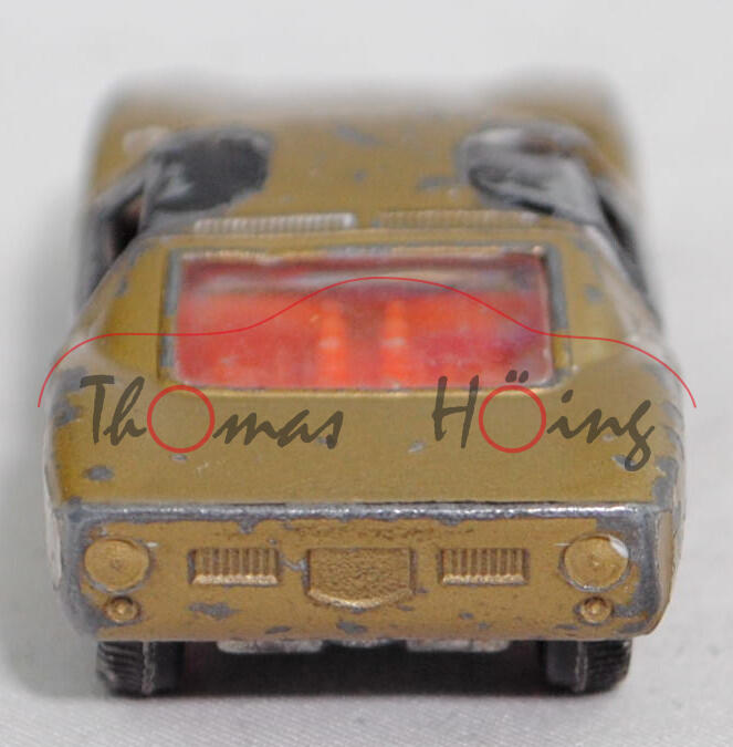 00003 Ford GT40 (Mk I bzw. Mark 1, Modell 1965-1967), Karosserie goldmetallic, Türen schwarz, Bpr. V 296 / Germ, Verglasung klar, R10 weiß, SIKU SUPER, 1:57, vsc