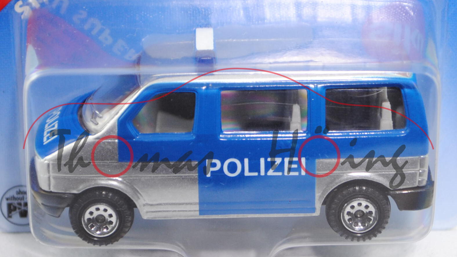 VW T4 facelift Caravelle (Modell 1996-2003) Polizei-Mannschaftswagen, weißaluminiummetallic/verkehrs